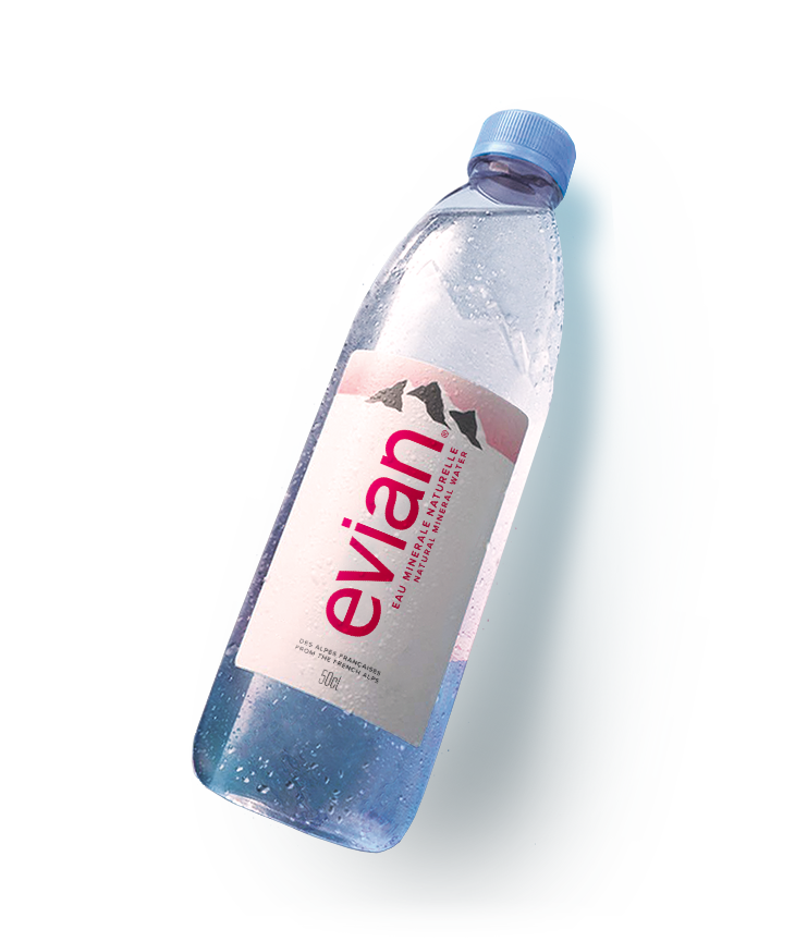 Unsere-Wasserflasche-evian Unsere Wasserflasche evian natürliches Mineralwasser